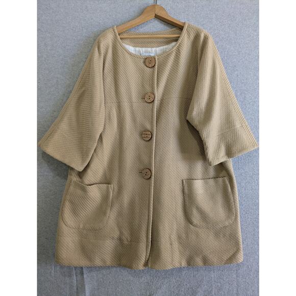 JH Collectibles Blazer Jacket Women's Plus 2X Beige Tweed Classic Button Down - Picture 1 of 13
